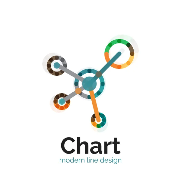 Design sottile del logo grafico a linee. icona del grafico moderno stile piatto colorato — Vettoriale Stock