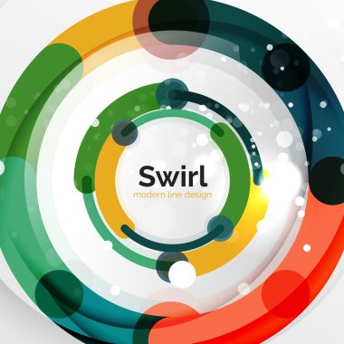 Renkli düz tasarım arka plan. Girdap ve daire beyaz çizgiler şeklinde