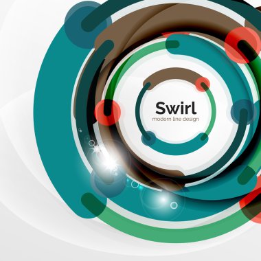 Renkli düz tasarım arka plan. Girdap ve daire beyaz çizgiler şeklinde
