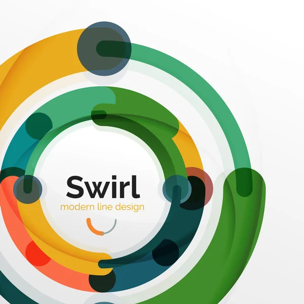 Kleurrijke platte ontwerp abstracte achtergrond. Swirl en cirkel vormige lijnen op wit — Stockvector