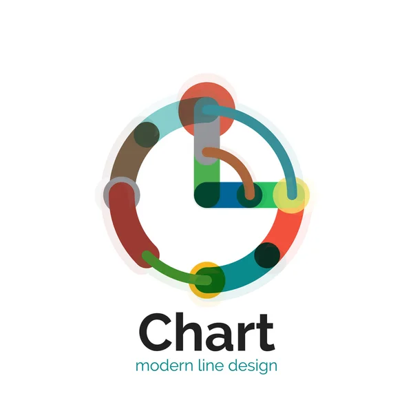 Thin line chart logo design. Graph icon modern colorful flat style — Stock Vector