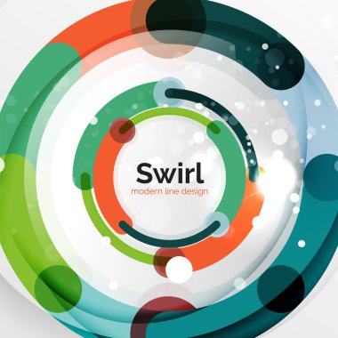 Renkli düz tasarım arka plan. Girdap ve daire beyaz çizgiler şeklinde