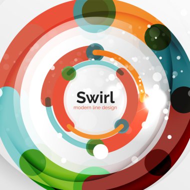 Renkli düz tasarım arka plan. Girdap ve daire beyaz çizgiler şeklinde