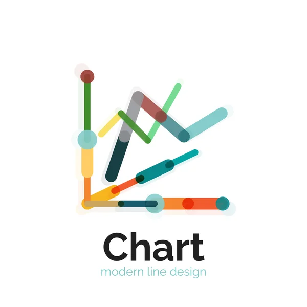 Дизайн логотипа тонкой линии графика. Иконка графика современный красочный плоский стиль — стоковый вектор