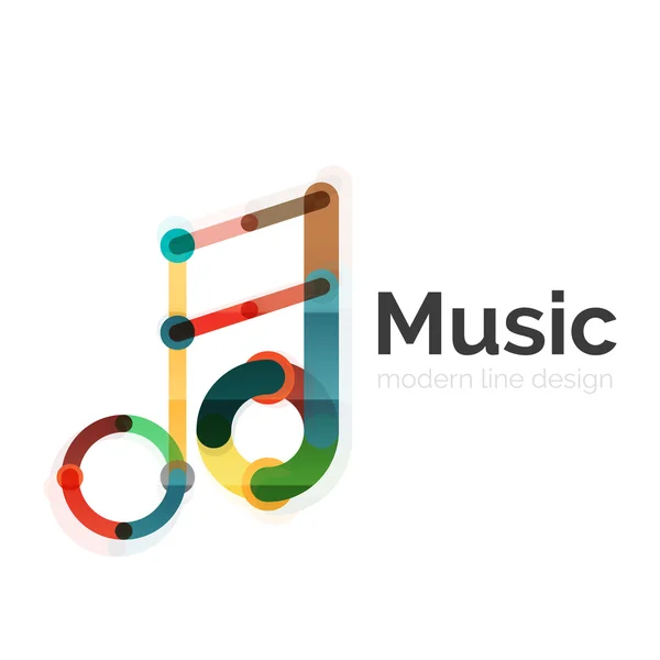 Muziek Opmerking logo, vlakke dunne lijn geometrisch ontwerp — Stockvector