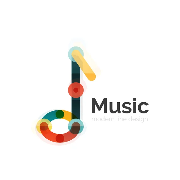 Musik noterar logotyp, platta tunna linjen geometriska design — Stock vektor