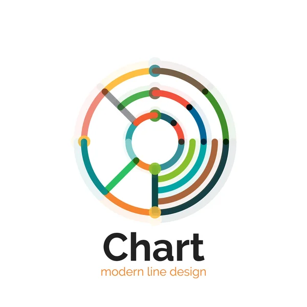 Cienka linia wykresu projektowanie logo. Wykres ikona kolorowy płaski nowoczesne — Wektor stockowy