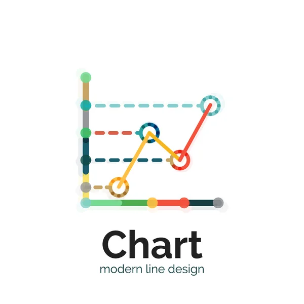 Tunn linje diagram Logotypdesign. Ikonen moderna färgglada platt diagramformatet — Stock vektor