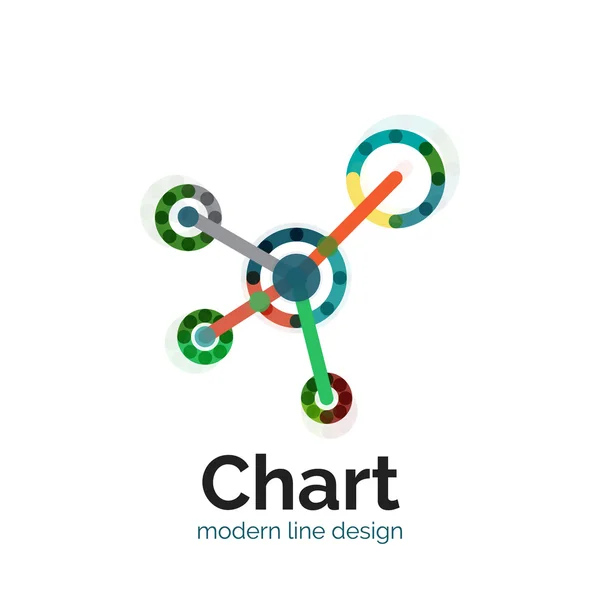 細い線グラフのロゴデザイン。グラフ アイコン モダンなカラフルなフラット スタイル — ストックベクタ