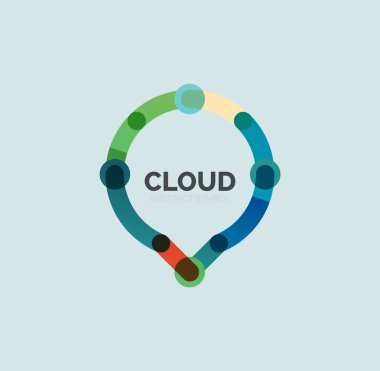 Düz doğrusal tasarım konuşma bulut logosunu görmeniz gerekir. Konuşma balonu, modern geometrik endüstriyel ince satırı simgesi