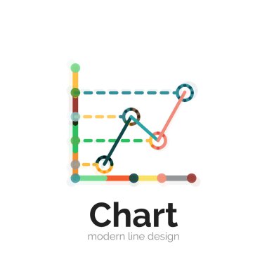 İnce bir çizgi grafik logo tasarımı. Grafik simge modern renkli düz stil