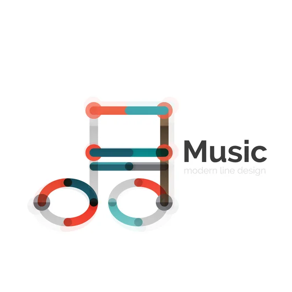 Logo della nota musicale, design geometrico piatto a linea sottile — Vettoriale Stock