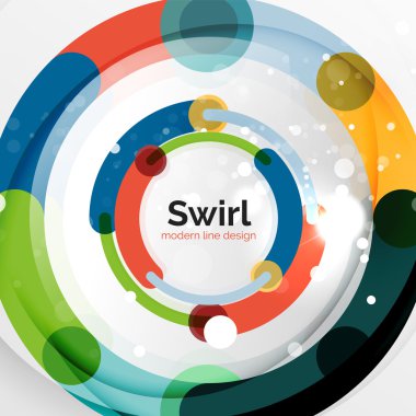 Renkli düz tasarım arka plan. Girdap ve daire beyaz çizgiler şeklinde