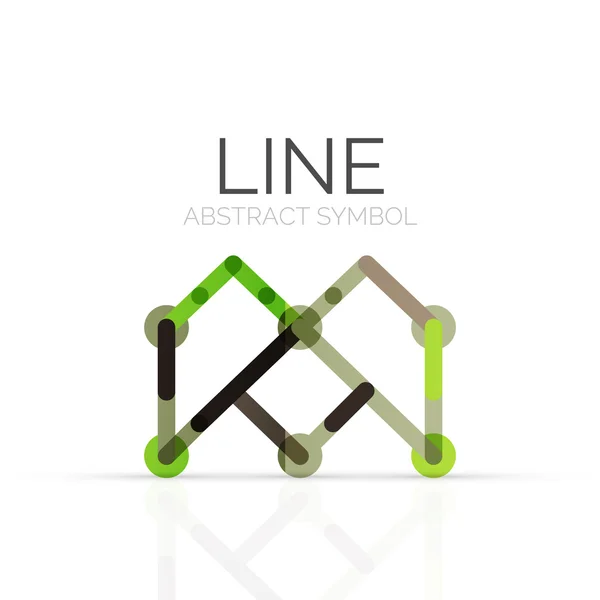 Logotipo abstrato linear, segmentos multicoloridos conectados de linhas figura geométrica — Vetor de Stock