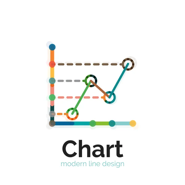 Design sottile del logo grafico a linee. icona del grafico moderno stile piatto colorato — Vettoriale Stock