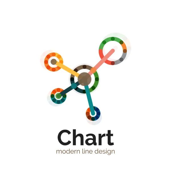 Tunn linje diagram Logotypdesign. Ikonen moderna färgglada platt diagramformatet — Stock vektor