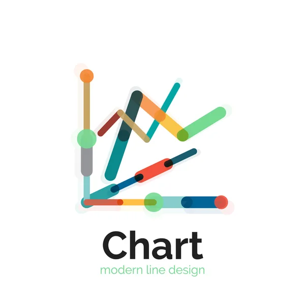 Cienka linia wykresu projektowanie logo. Wykres ikona kolorowy płaski nowoczesne — Wektor stockowy