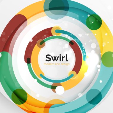 Renkli düz tasarım arka plan. Girdap ve daire beyaz çizgiler şeklinde