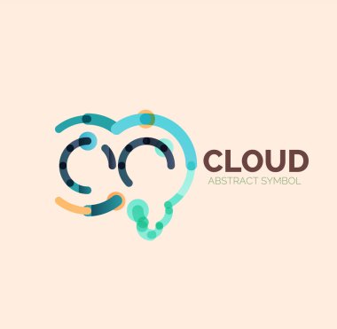 Düz doğrusal tasarım konuşma bulut logosunu görmeniz gerekir. Konuşma balonu, modern geometrik endüstriyel ince satırı simgesi