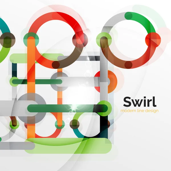Красочный плоский дизайн абстрактного фона. Линии в форме круга и круга на белом — стоковый вектор