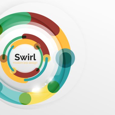 Renkli düz tasarım arka plan. Girdap ve daire beyaz çizgiler şeklinde