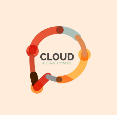 Düz doğrusal tasarım konuşma bulut logosunu görmeniz gerekir. Konuşma balonu, modern geometrik endüstriyel ince satırı simgesi