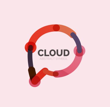 Düz doğrusal tasarım konuşma bulut logosunu görmeniz gerekir. Konuşma balonu, modern geometrik endüstriyel ince satırı simgesi