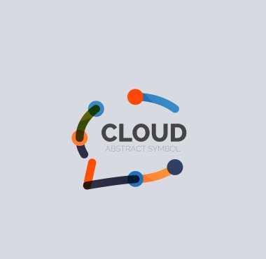 Düz doğrusal tasarım konuşma bulut logosunu görmeniz gerekir. Konuşma balonu, modern geometrik endüstriyel ince satırı simgesi