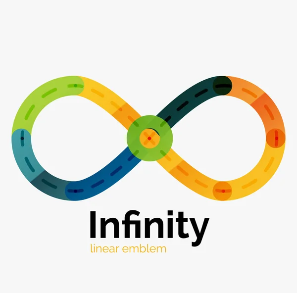 Logotipo de infinito vetorial, design colorido plano — Vetor de Stock