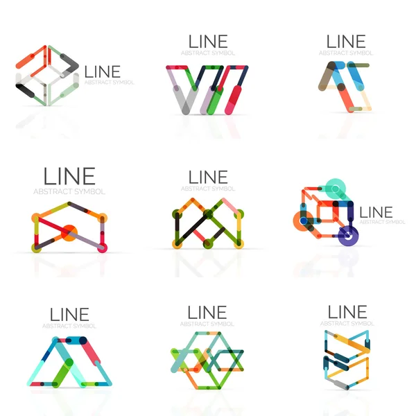 这套线性抽象标识，已连接的五彩的网段线在几何图 — 图库矢量图片
