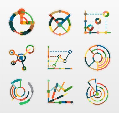 İnce bir çizgi grafik logo koymak. Grafik simgeler modern renkli düz stil