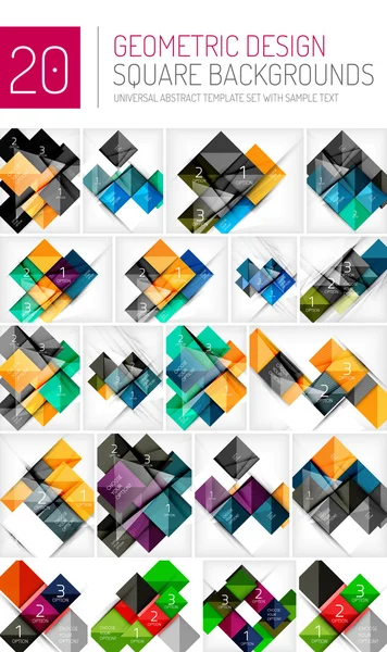 正方形の幾何学的な背景のメガコレクション — ストックベクタ