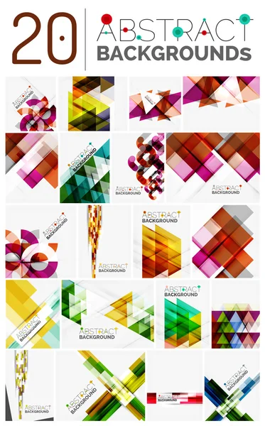 Collection of modern abstract square, triangle and line design backgrounds — Stock Vector