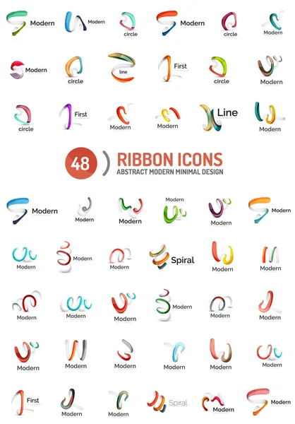 Vector line ribbon logo set — Stock Vector