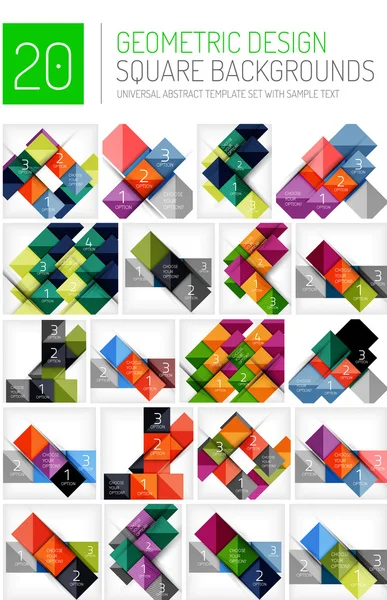 Mega collection of square geometric backgrounds — Stock Vector