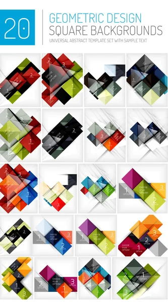 Mega collection of square geometric backgrounds — Stock Vector