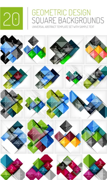 Mega collection of square geometric backgrounds — Stock Vector