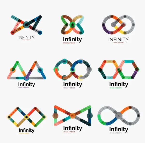 Conjunto de logotipo infinito vectorial, iconos de colores planos — Vector de stock