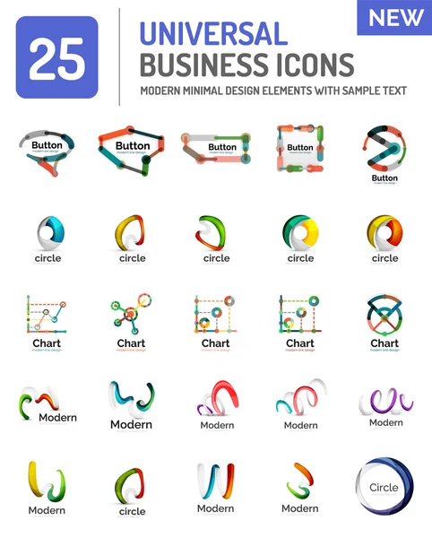 Coleção de logotipos, conjunto de ícones de negócios geométricos abstratos — Vetor de Stock