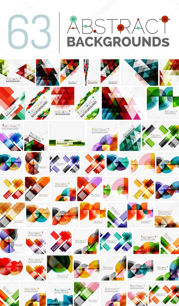 Collection of various abstract backgrounds, geometric style Stock