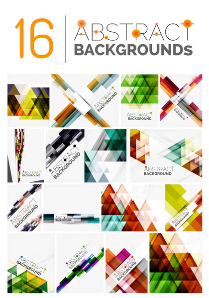 Collection of modern abstract square, triangle and line design backgrounds — Stock Vector