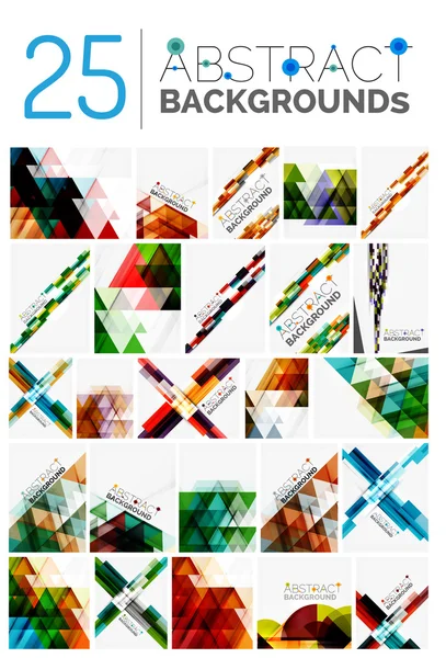 Collection of various abstract backgrounds, geometric style — Stock Vector