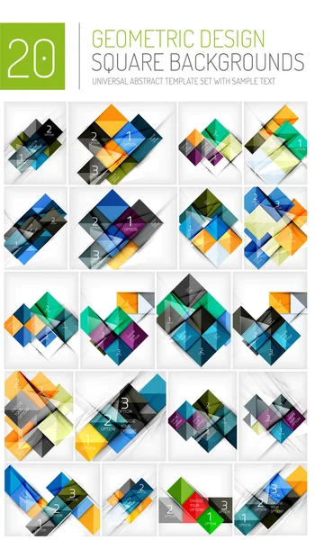 Mega-Sammlung quadratischer geometrischer Hintergründe — Stockvektor