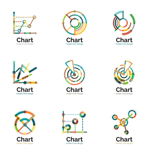Conjunto de logotipo de gráfico de línea delgada. Iconos gráficos moderno estilo plano colorido — Vector de stock