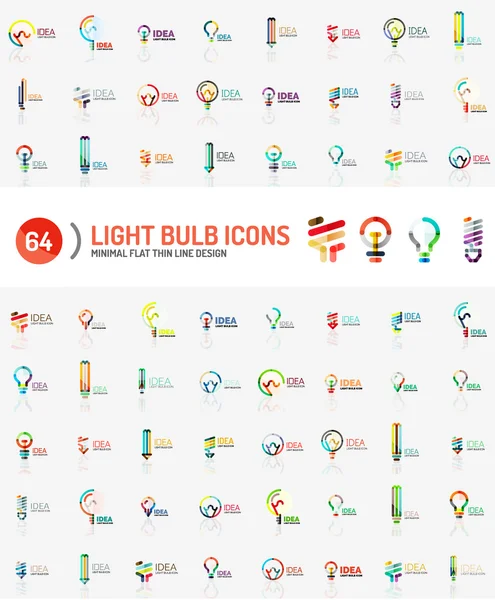 Mega set of light bulb logos — Stock Vector