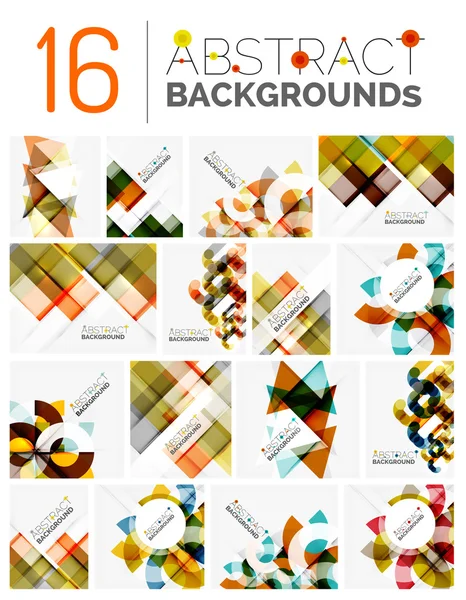 Collection of various abstract backgrounds, geometric style — Stock Vector