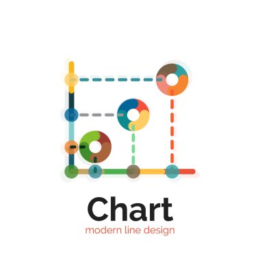 İnce bir çizgi grafik logo tasarımı. Grafik simge modern renkli düz stil