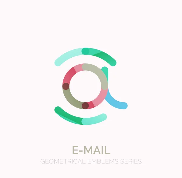 Vector email business symbol, or at sign logo. Linear minimalistic flat icon design — Stock Vector