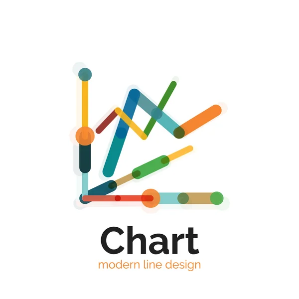 Tunn linje diagram Logotypdesign. Ikonen moderna färgglada platt diagramformatet — Stock vektor