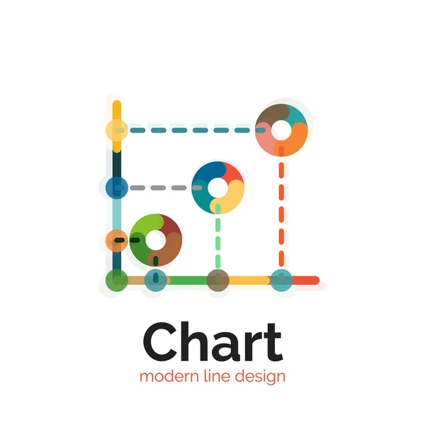 Design sottile del logo grafico a linee. icona del grafico moderno stile piatto colorato — Vettoriale Stock